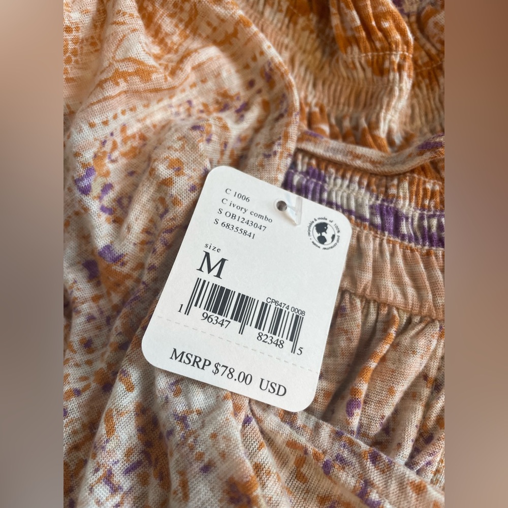 NWT Free People Next Vacation Smocked Crop Top - Picture 6 of 6